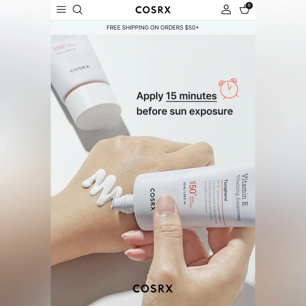 COSRX | Vitamin E Vitalizing Sunscreen | SPF 50 | Tacopherol | NiB 50 mL 2 Boxes - Picture 12 of 16